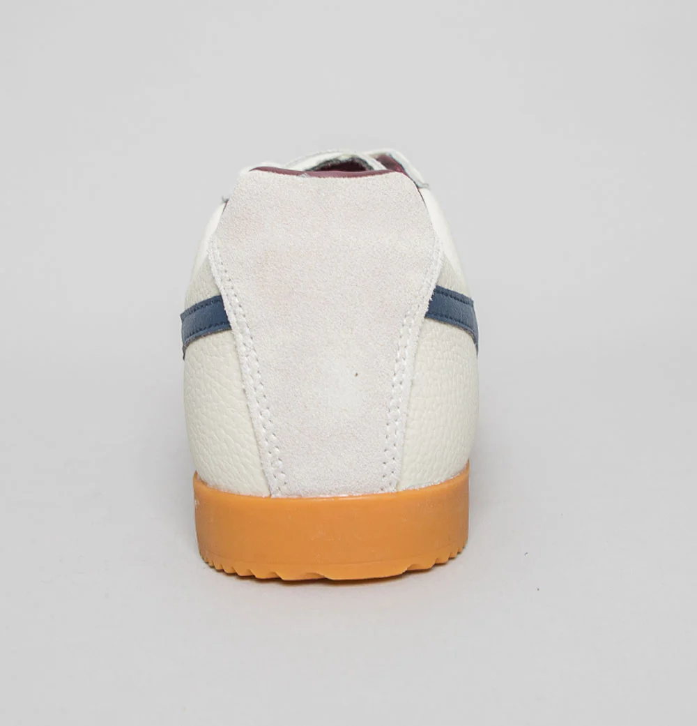 Gola Harrier Leather Trainers Off White/Navy/Burgundy - Image 5