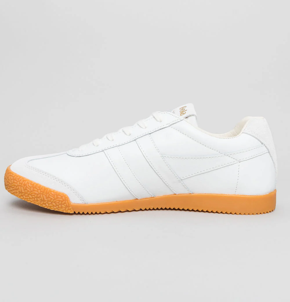Gola Harrier Leather Trainers White/White/Gum - Image 3
