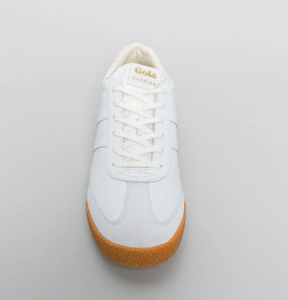 Gola Harrier Leather Trainers White/White/Gum - Image 4