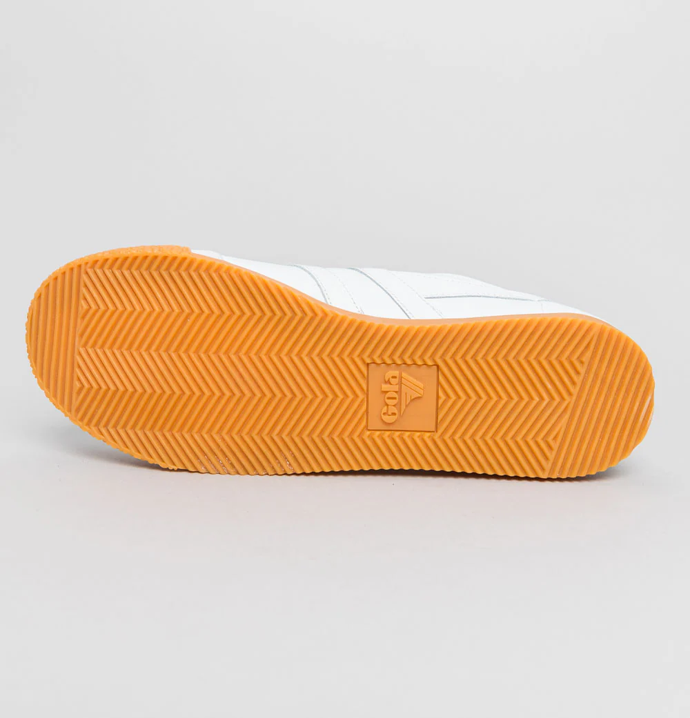 Gola Harrier Leather Trainers White/White/Gum - Image 6