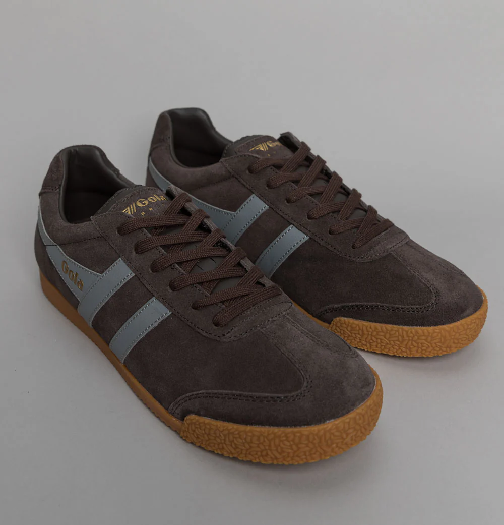 Gola Harrier Suede Trainers Mocha/Cement - Image 2
