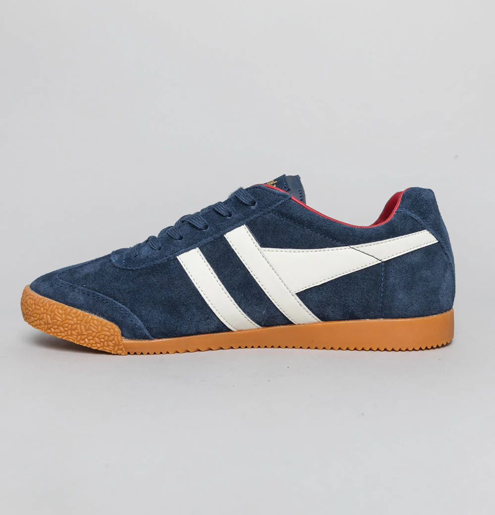 Gola Harrier Suede Trainers Navy/Off White/Deep Red - Image 4