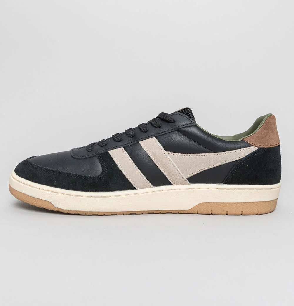 Gola Hawk Leather Trainers Black/Feather Grey/Otter - Image 4