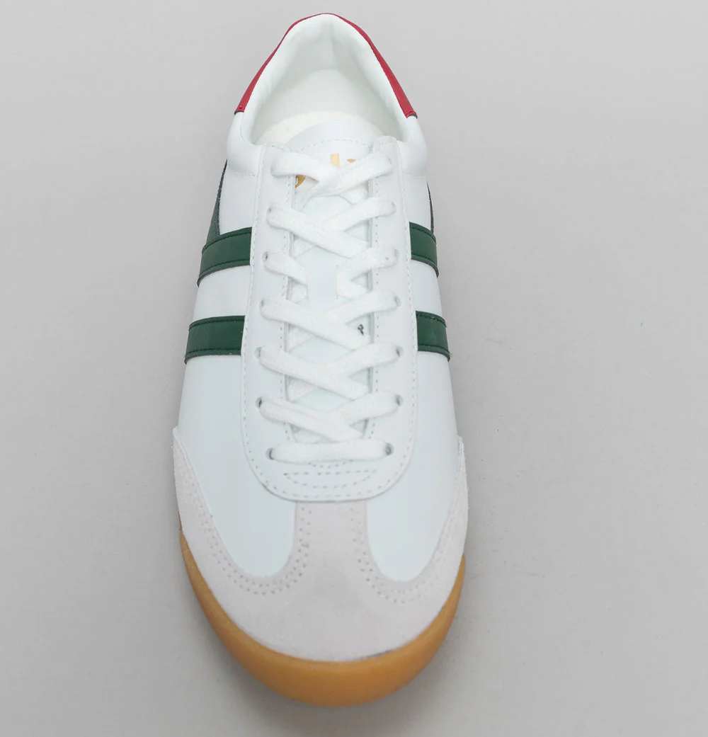 Gola Torpedo Leather Trainers White/Evergreen/Deep Red - Image 3
