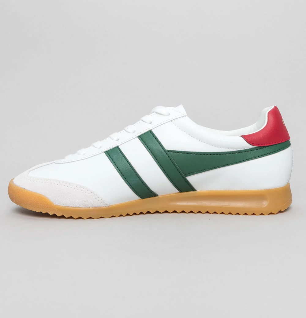 Gola Torpedo Leather Trainers White/Evergreen/Deep Red - Image 4
