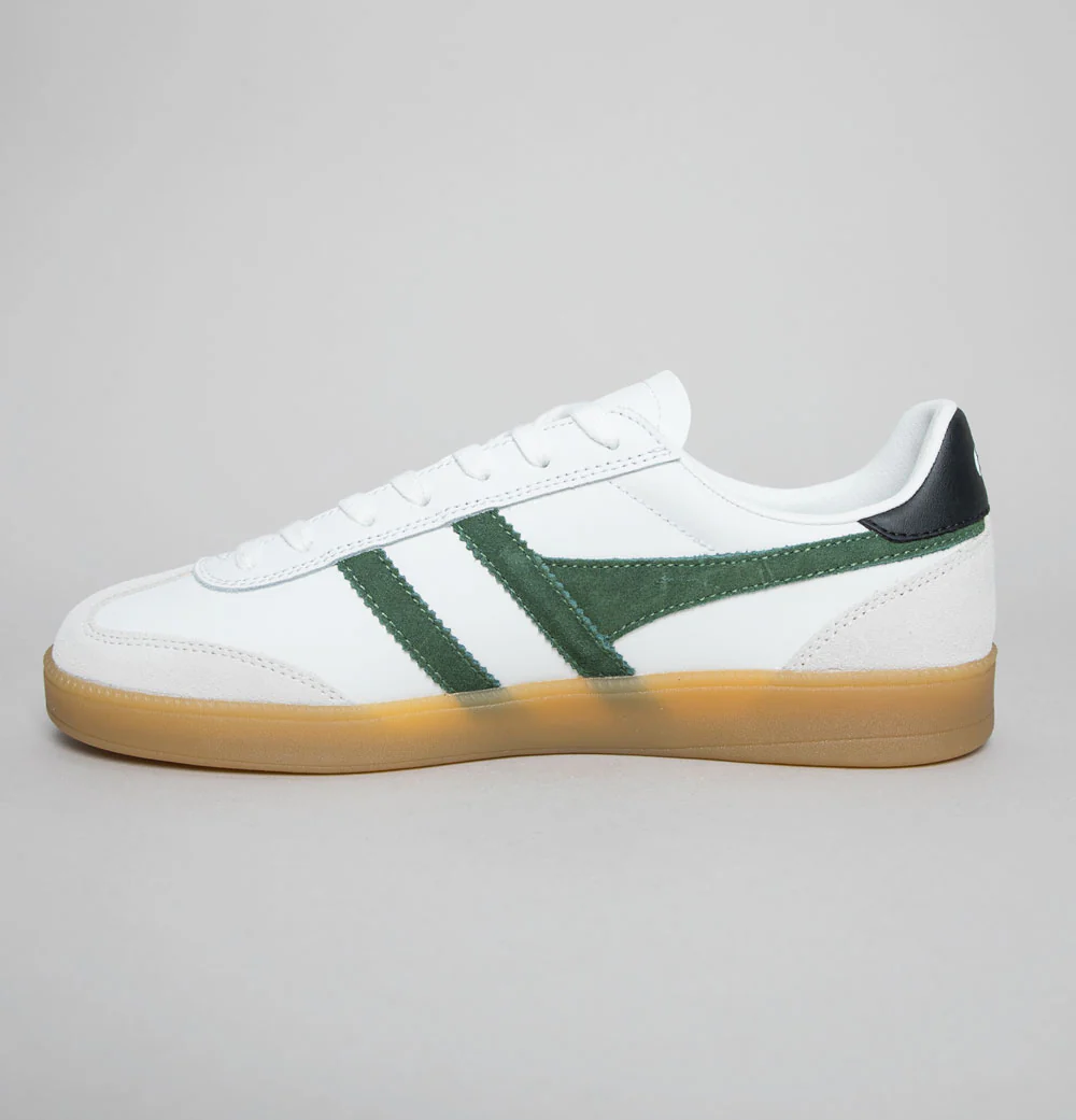 Gola Viper Leather Trainers White/Evergreen/Black/Gum - Image 4