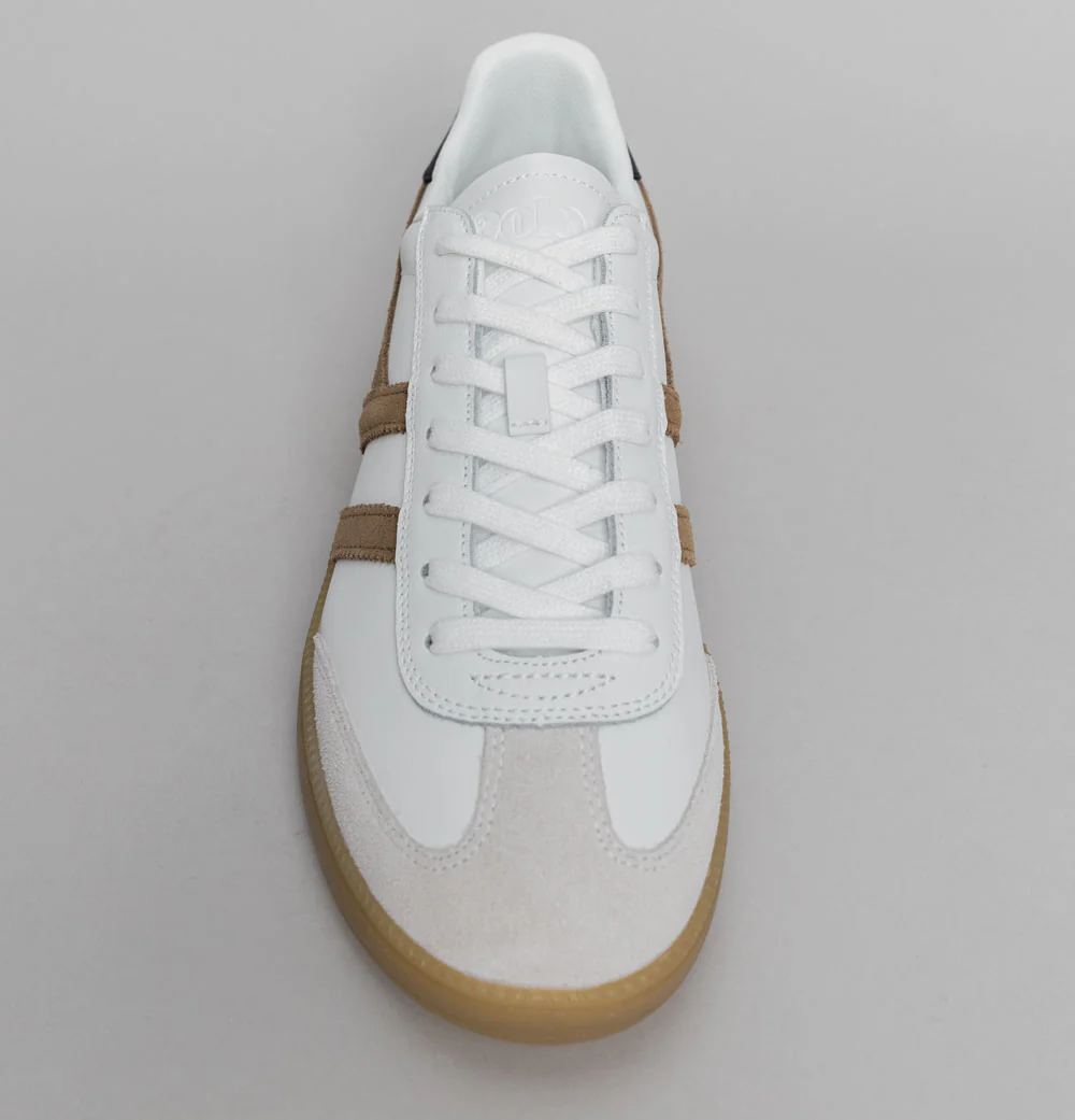 Gola Viper Leather Trainers White/Tobacco/Black/Gum - Image 3
