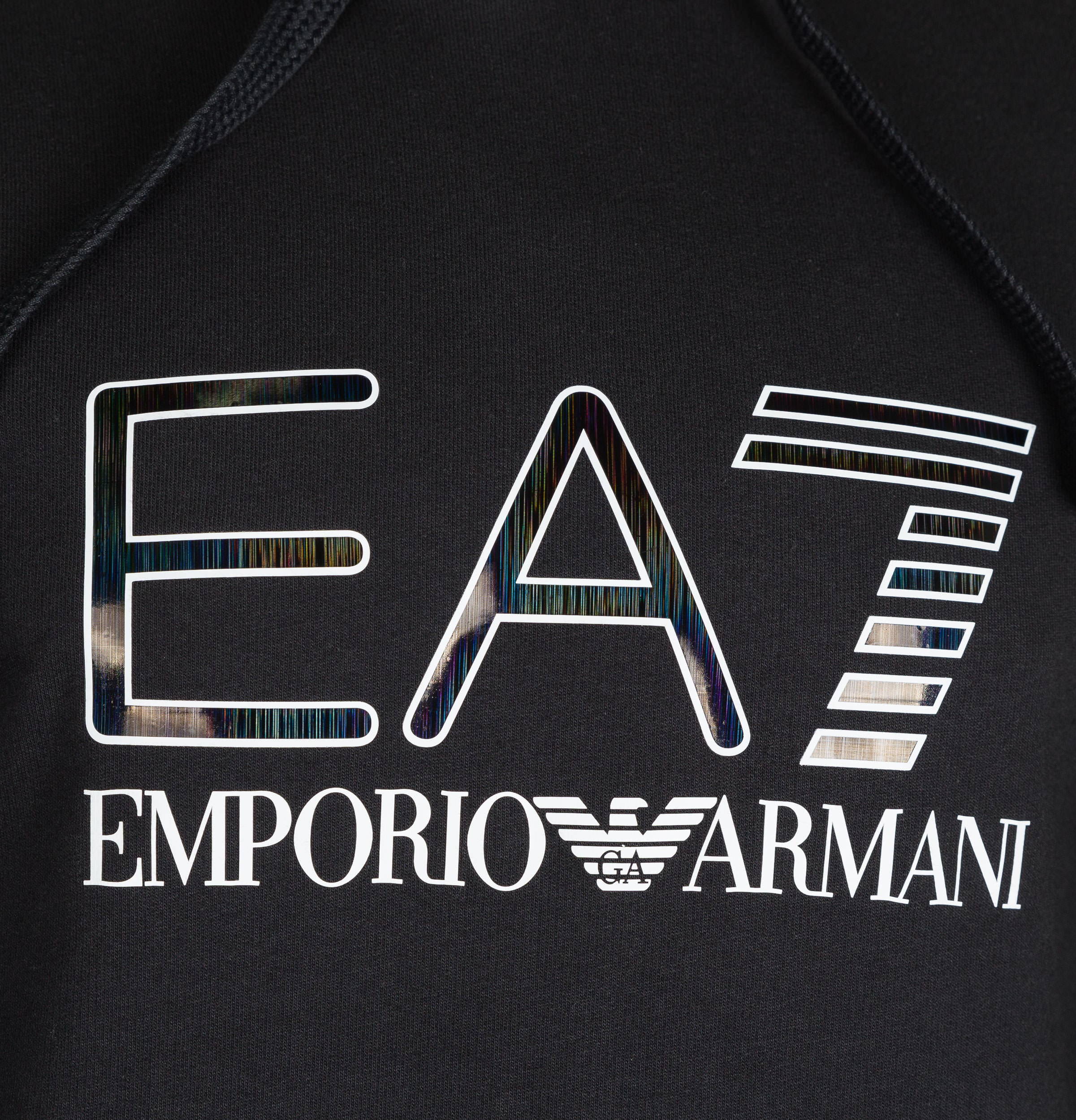EA7 Iridescent Logo Hooded Sweatshirt Black - Image 3