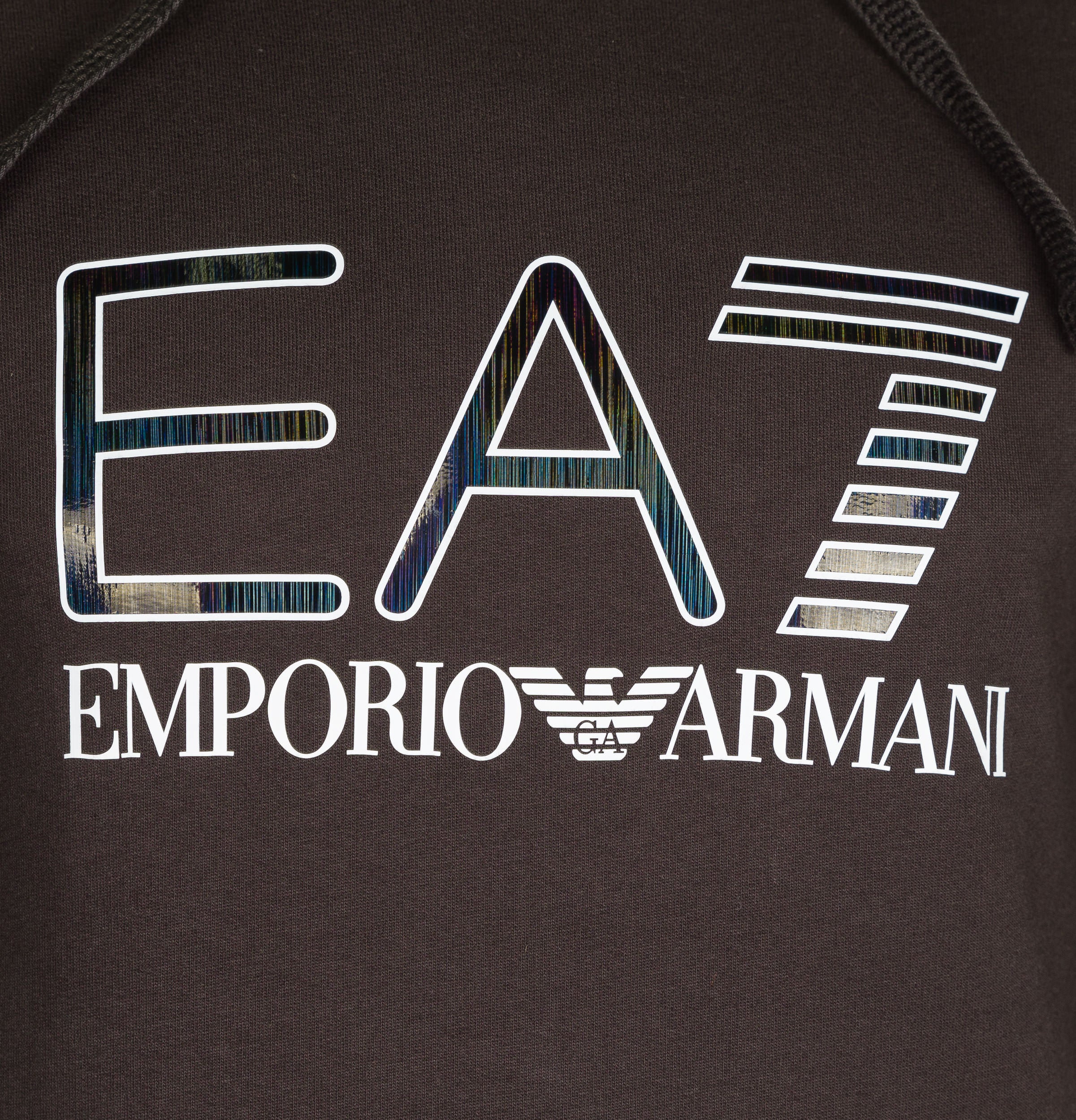 EA7 Iridescent Logo Hooded Sweatshirt Espresso - Image 4