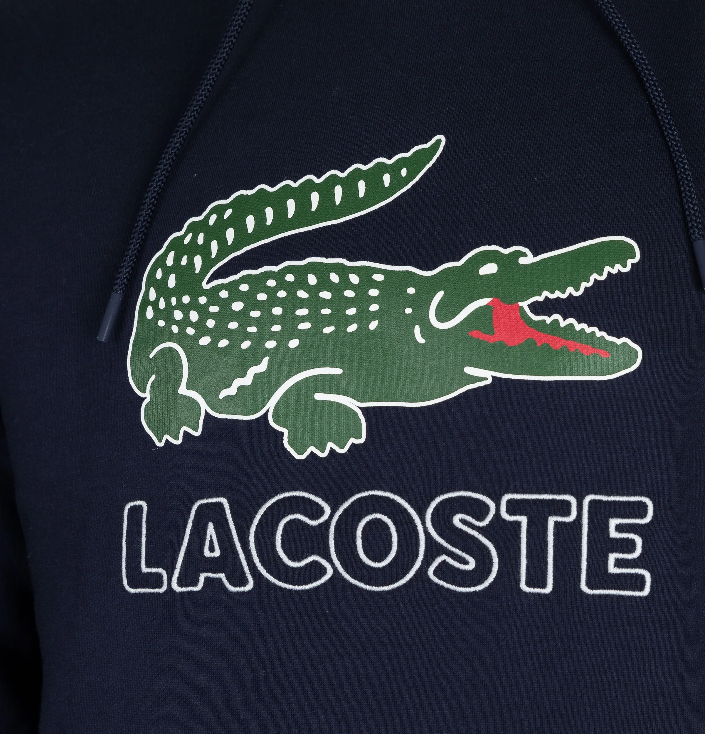 Lacoste Embroidered Signature Logo Hooded Sweatshirt Navy - Image 3