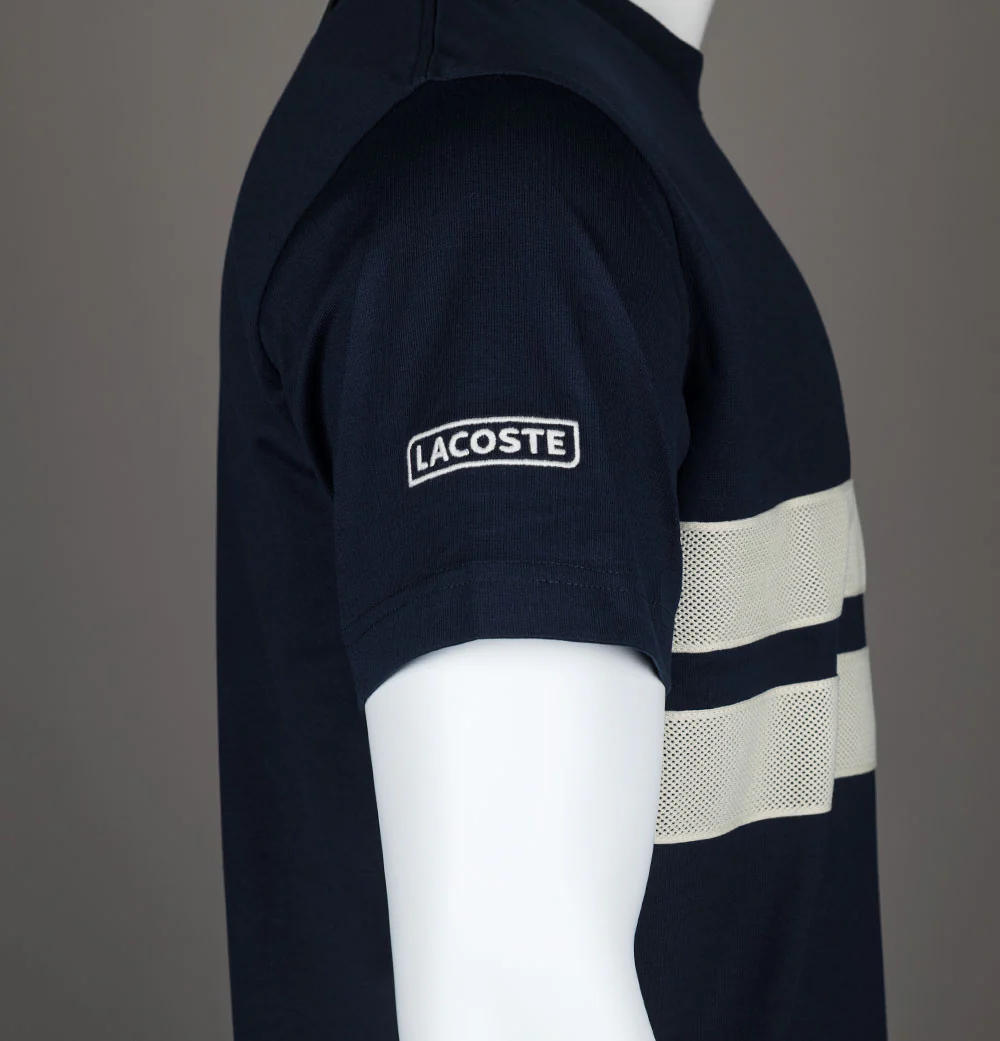Lacoste Heavy Jersey Mesh Band T-Shirt Navy - Image 4