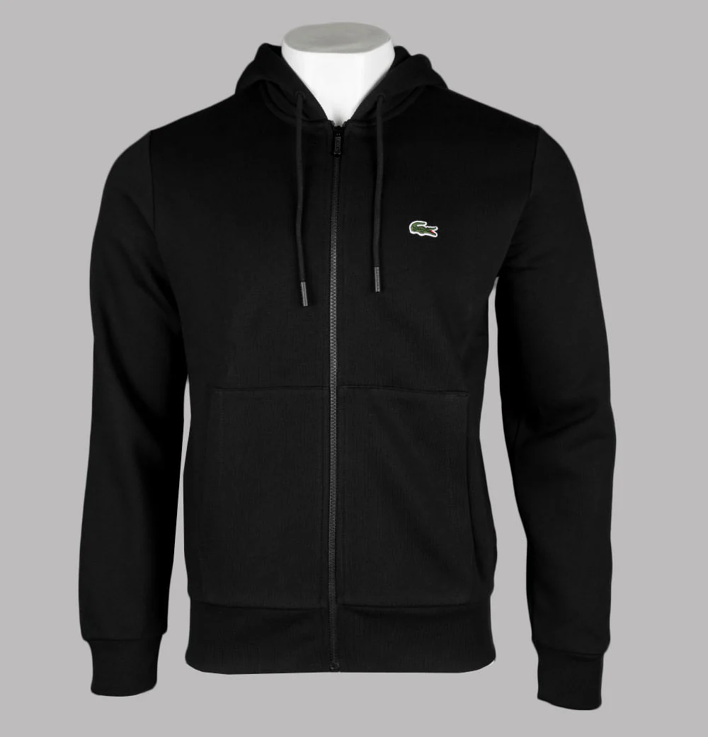 Lacoste Kangaroo Pocket Zip Up Sweatshirt Black