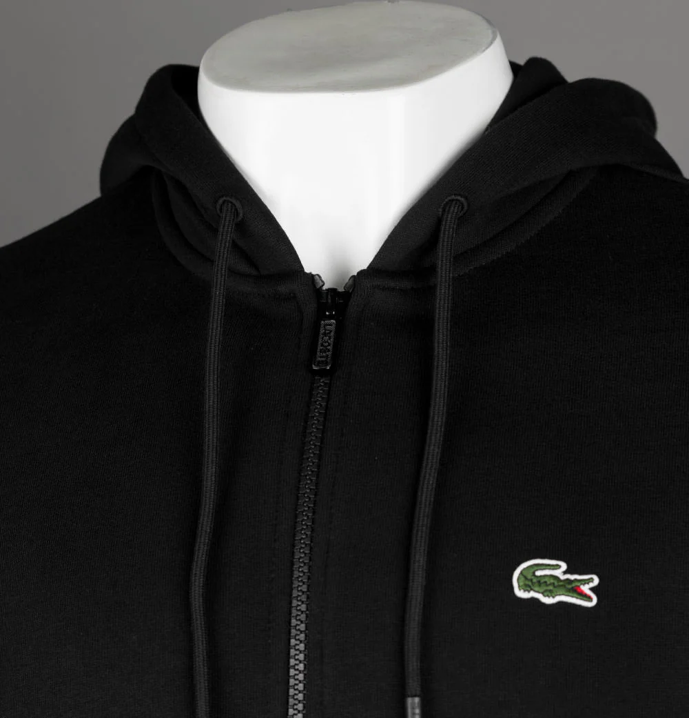 Lacoste Kangaroo Pocket Zip Up Sweatshirt Black - Image 3