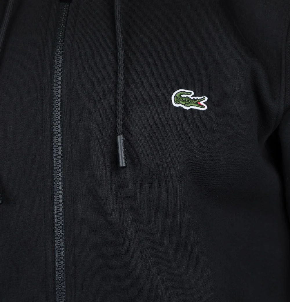 Lacoste Logo Stripe Full Zip Hoodie Black - Image 4