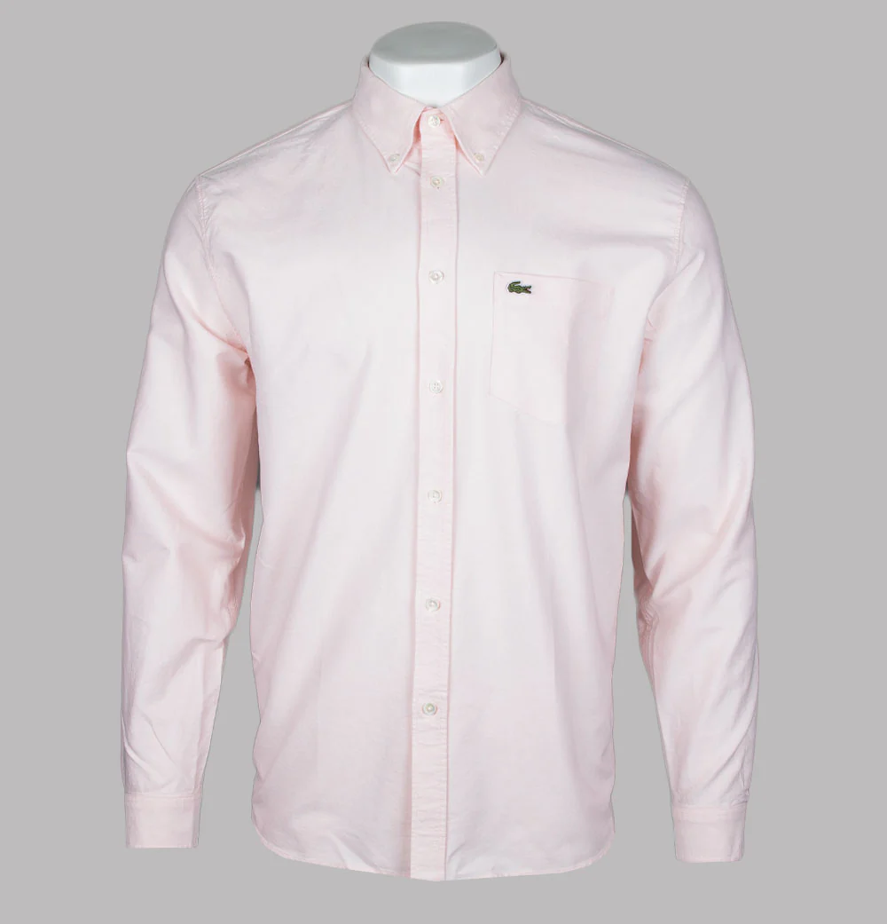 Lacoste Regular Fit Cotton Oxford Shirt Pink