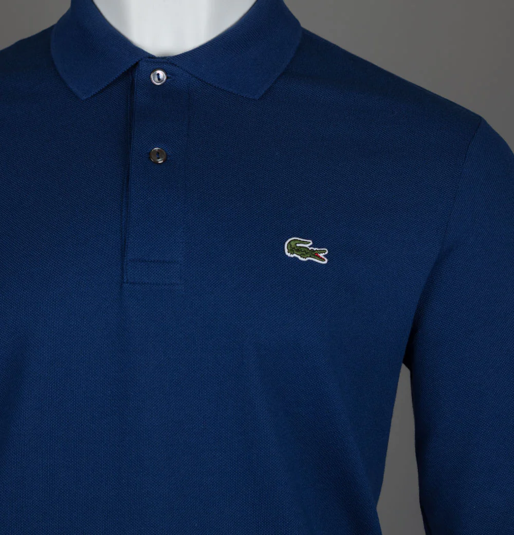 Lacoste Long Sleeve Polo Shirt Blue - Image 3