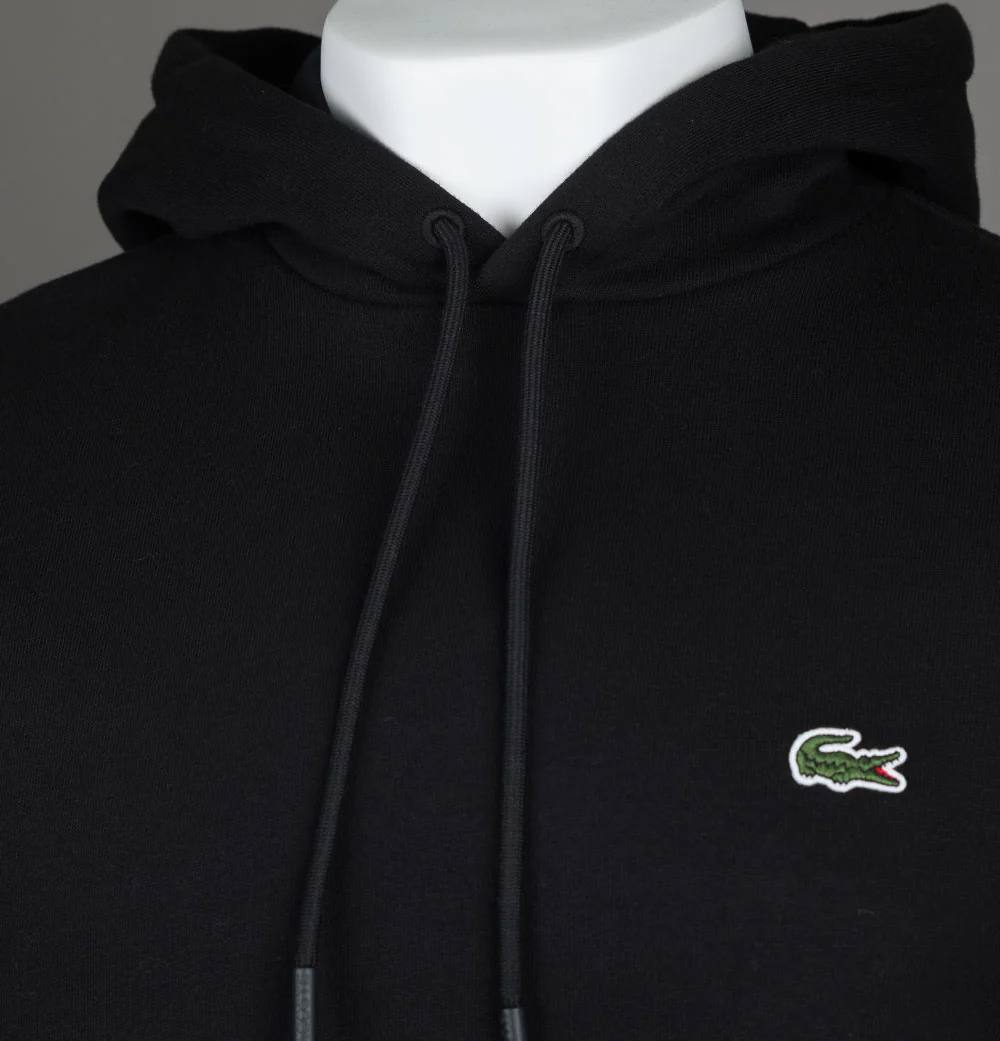 Lacoste Organic Brushed Cotton Hoodie Black - Image 3