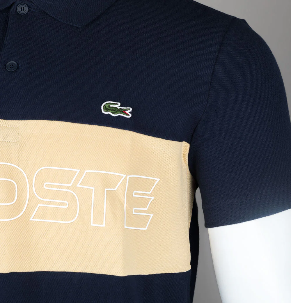 Lacoste Regular Fit Chest Panel Polo Shirt Navy - Image 4