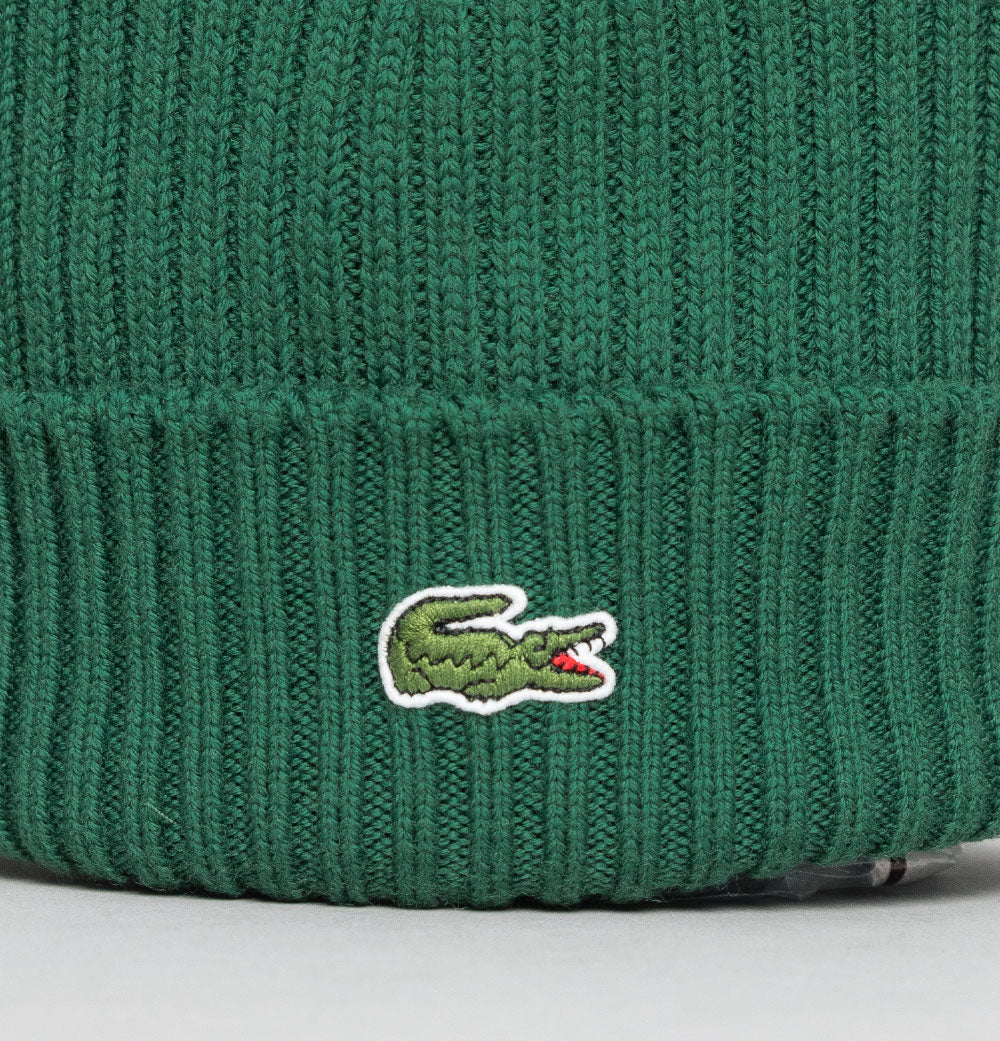 Lacoste Ribbed Wool Beanie Green - Image 3