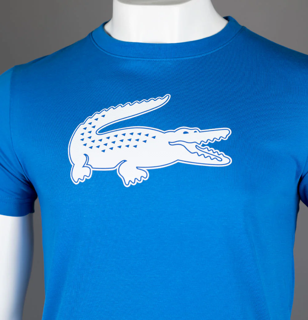 Lacoste Sport 3D Print Crocodile T-Shirt Blue/White - Image 3
