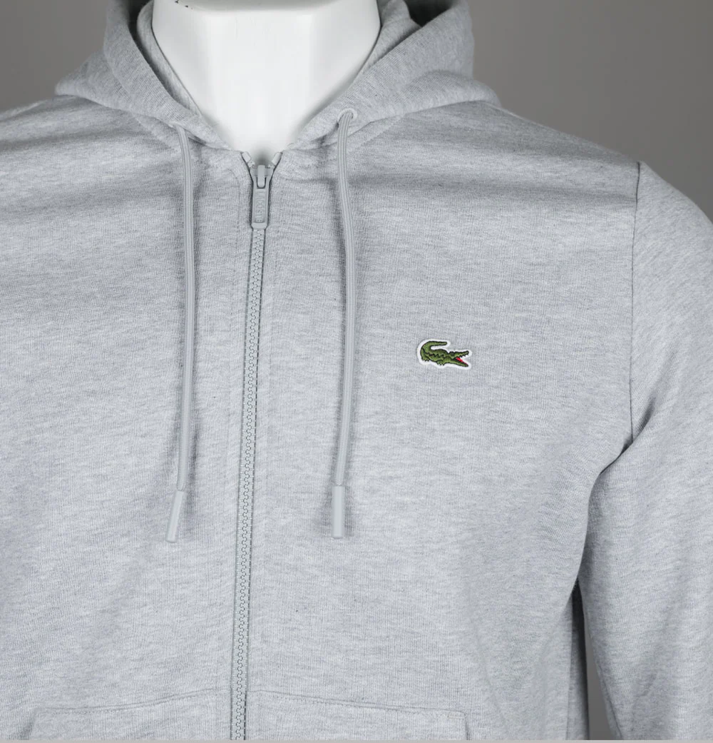 Lacoste Zip Up Fleece Hoodie Grey - Image 3