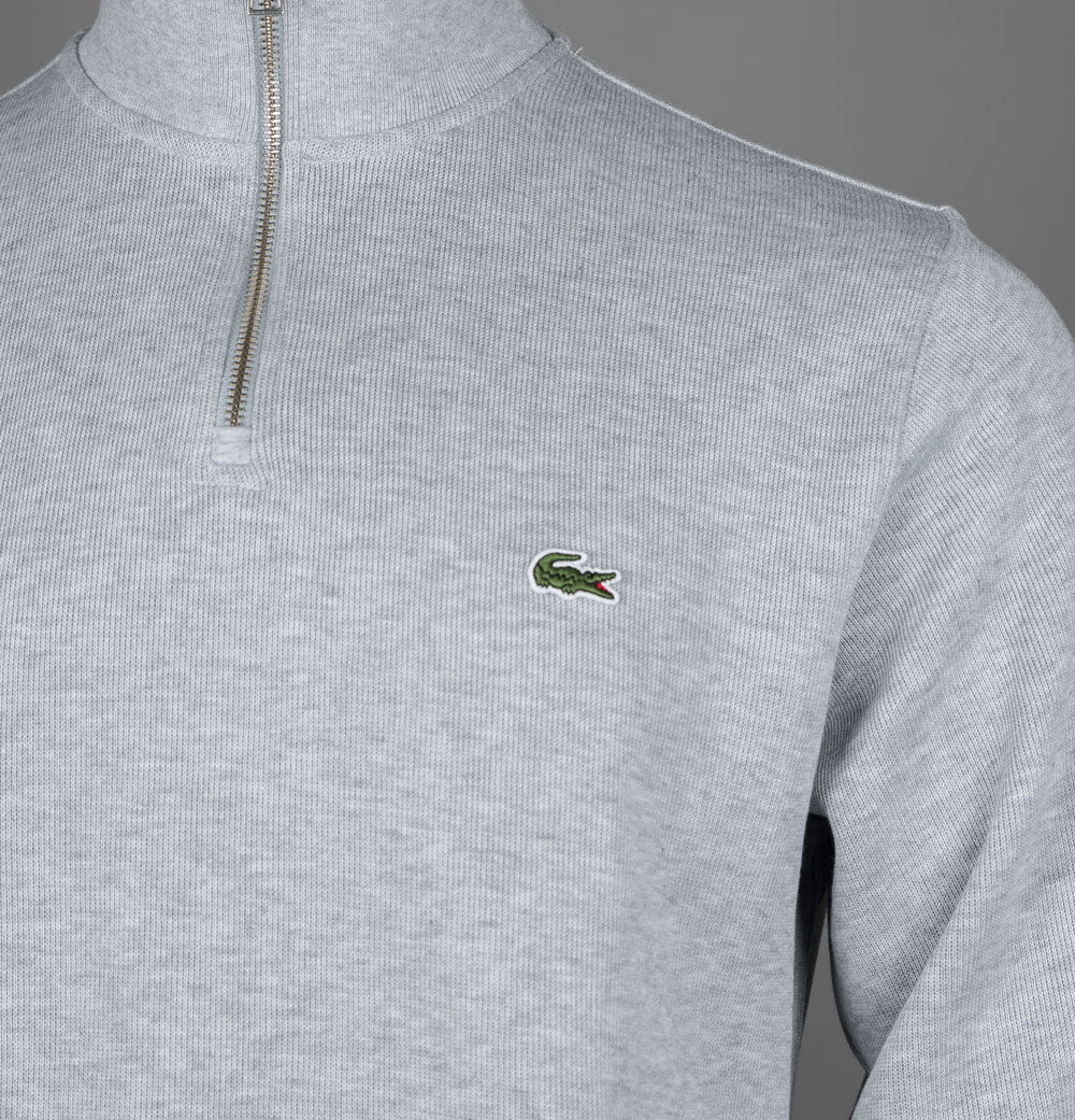 Lacoste Zip Up High Neck Interlock Sweatshirt Grey - Image 3