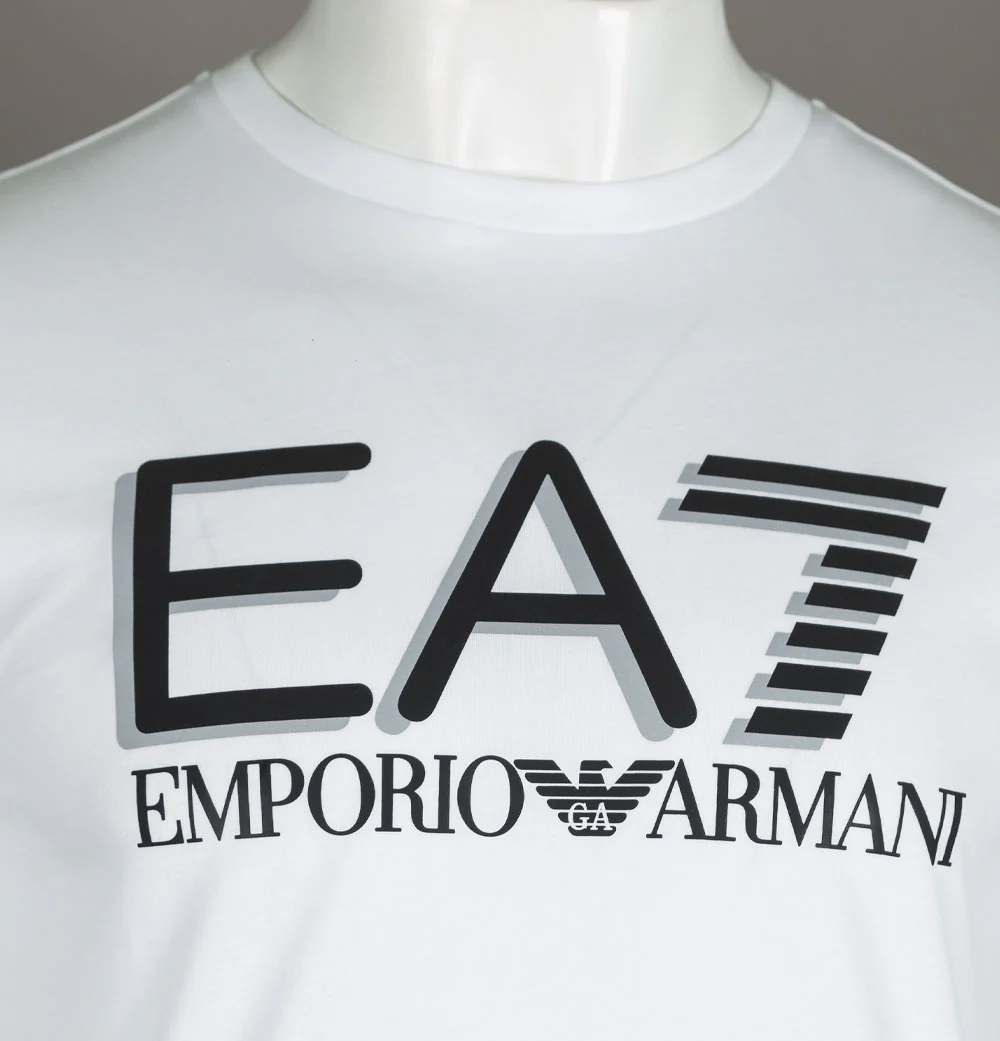 EA7 Large Chest Tipped Logo T-Shirt White - Image 3