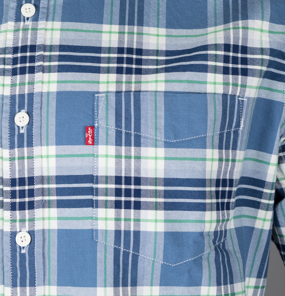 Levi's® Classic 1 Pocket Standard Check Shirt Blue - Image 4