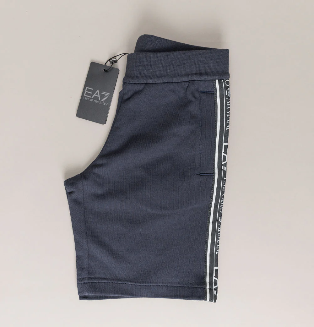 EA7 Logo Taping Cotton Shorts Navy - Image 3