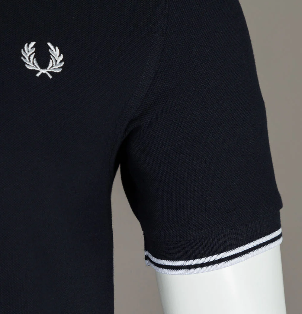 Fred Perry M3600 Polo Shirt Navy Blue/White - Image 5