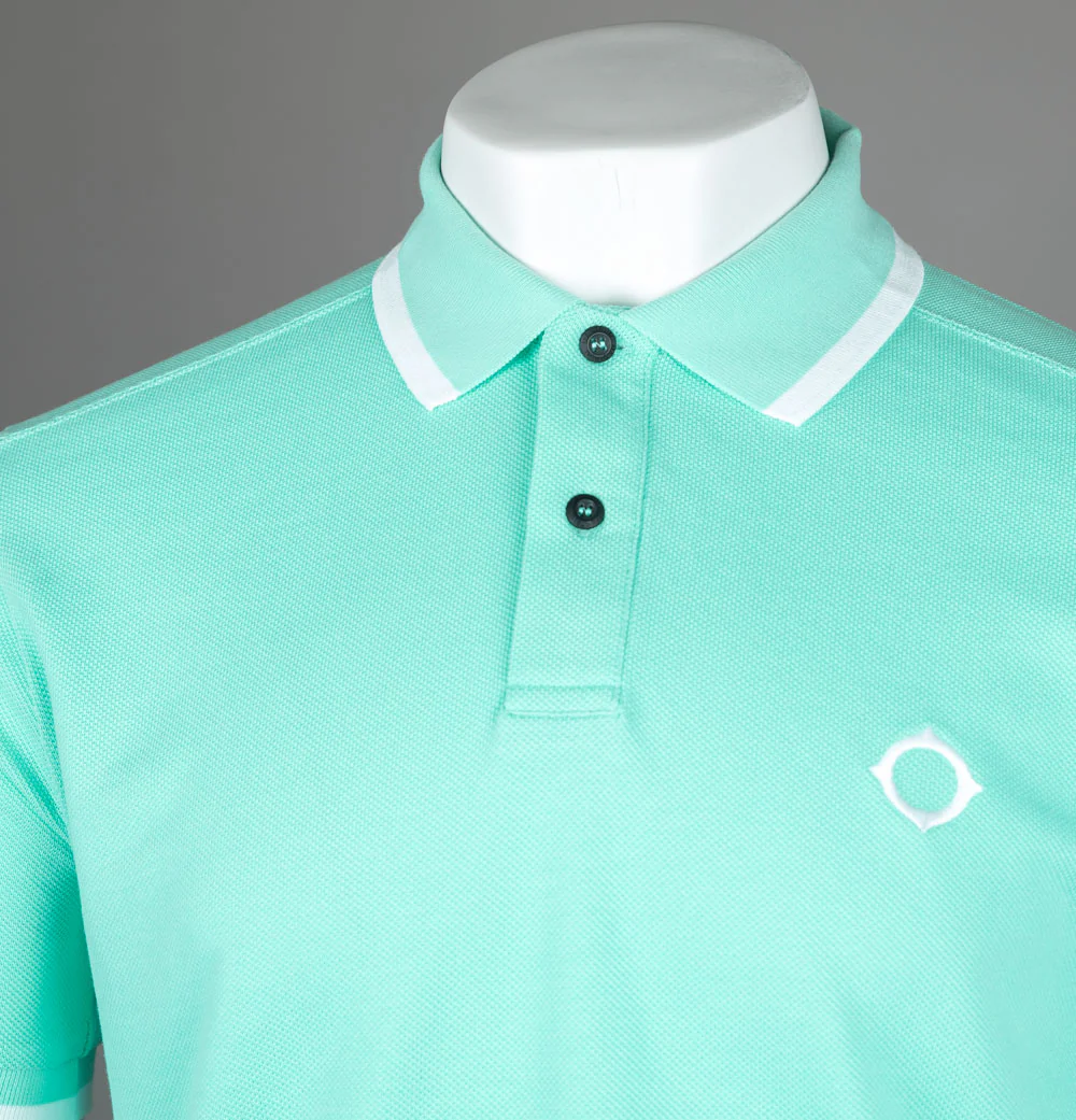 Ma.Strum Block Tipped Polo Shirt Aquatic - Image 3