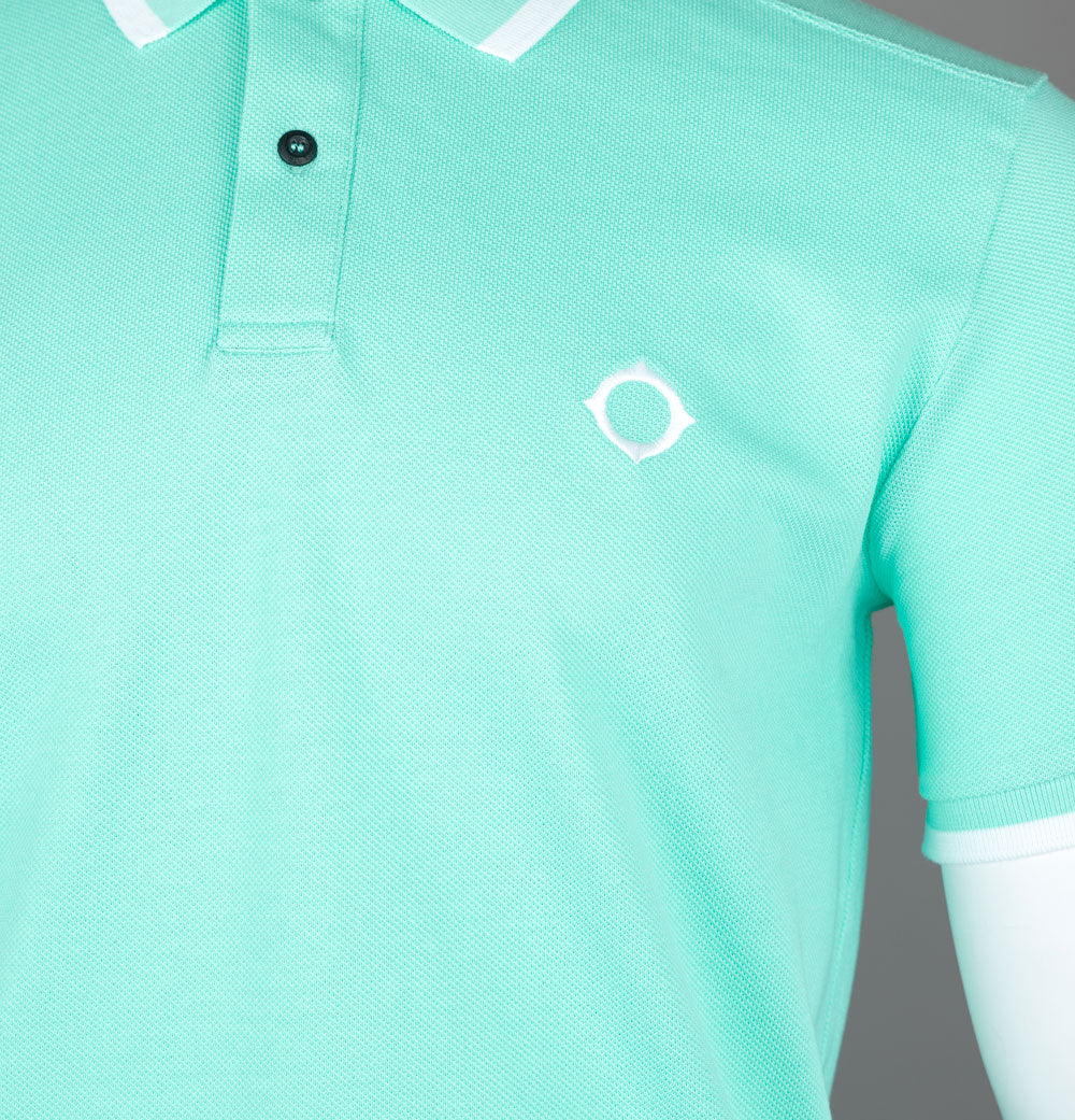 Ma.Strum Block Tipped Polo Shirt Aquatic - Image 4