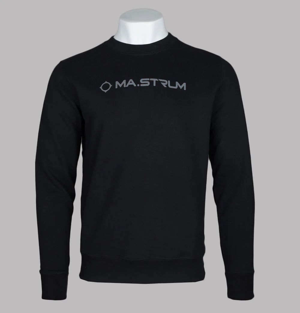 Ma.Strum Chest Logo Crew Sweat Jet Black