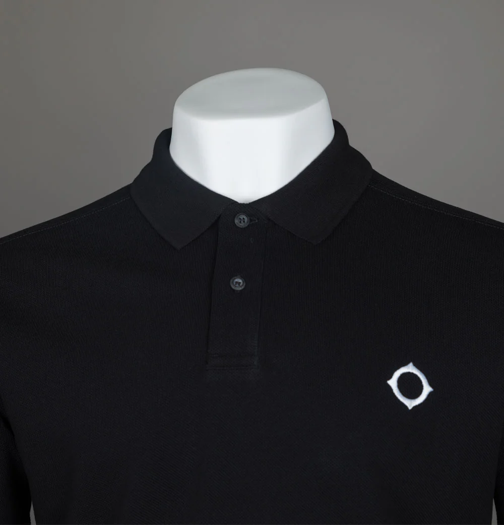 Ma.Strum LS Pique Polo Shirt Jet Black - Image 3
