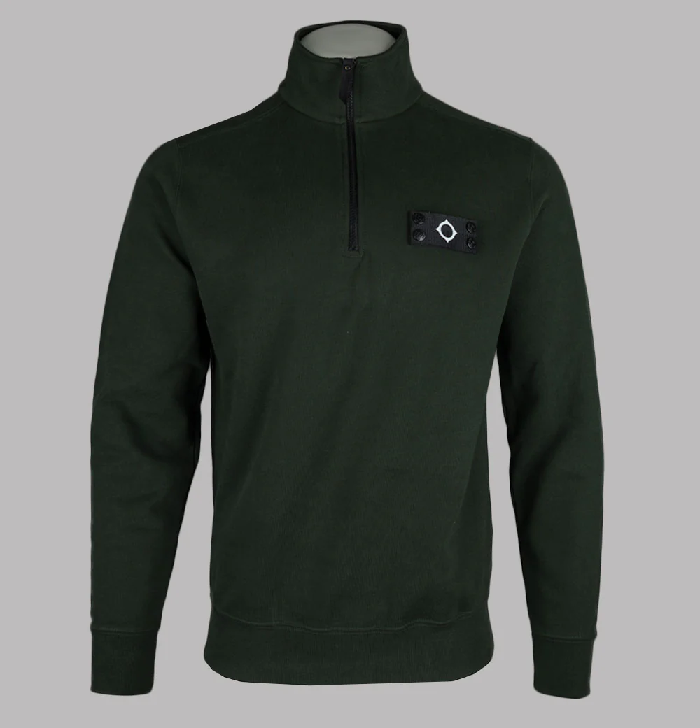Ma.Strum Neo Quarter Zip Sweatshirt Oil Slick Green