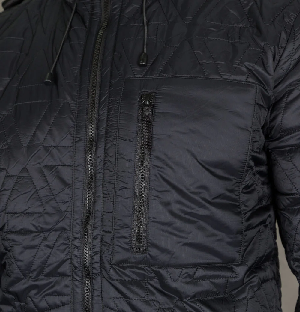 Ma.Strum Polygon Quilt Hooded Jacket Jet Black - Image 4