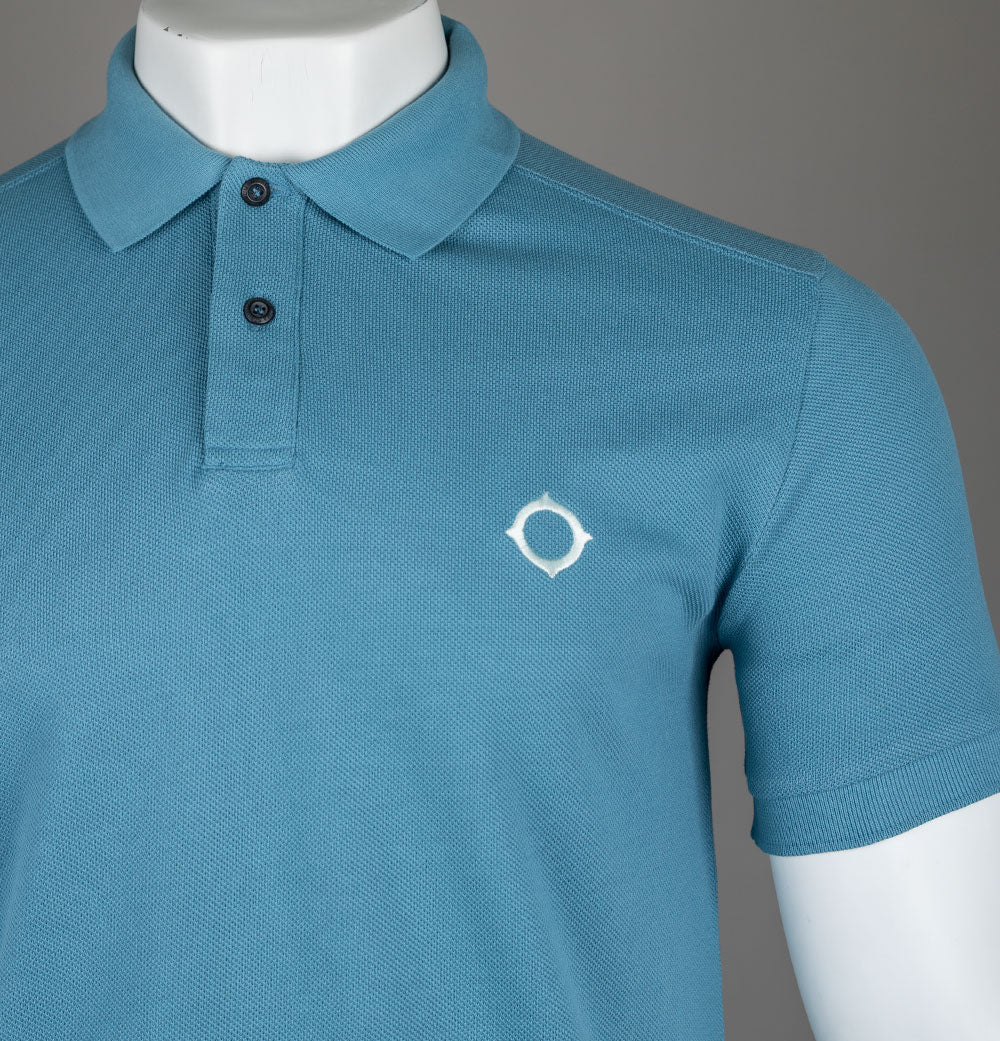 Ma.Strum SS Pique Polo Shirt Aegean Blue - Image 3