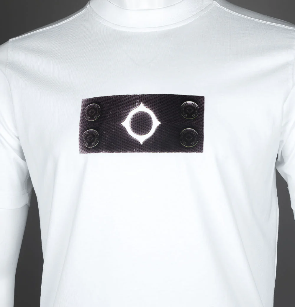 Ma.Strum Trompe L'oeil Badge T-Shirt Optic White - Image 3