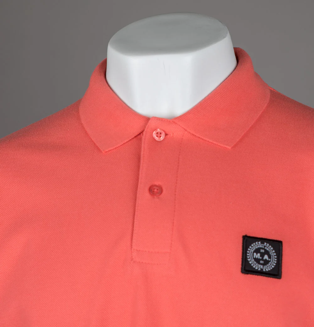 Marshall Artist Embroidered Siren Polo Shirt Coral - Image 3