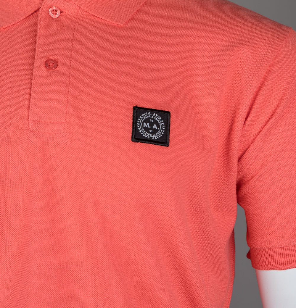 Marshall Artist Embroidered Siren Polo Shirt Coral - Image 4