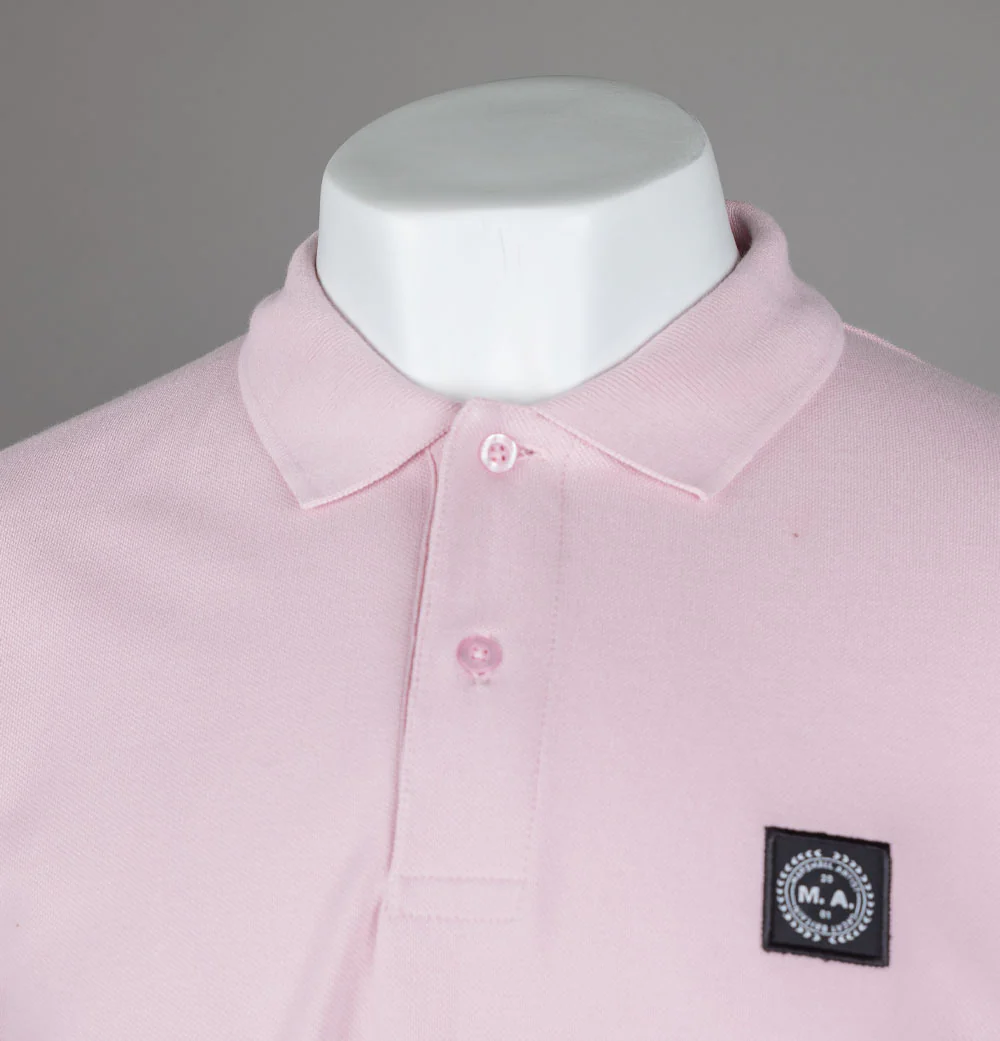 Marshall Artist Embroidered Siren Polo Shirt Pink - Image 3