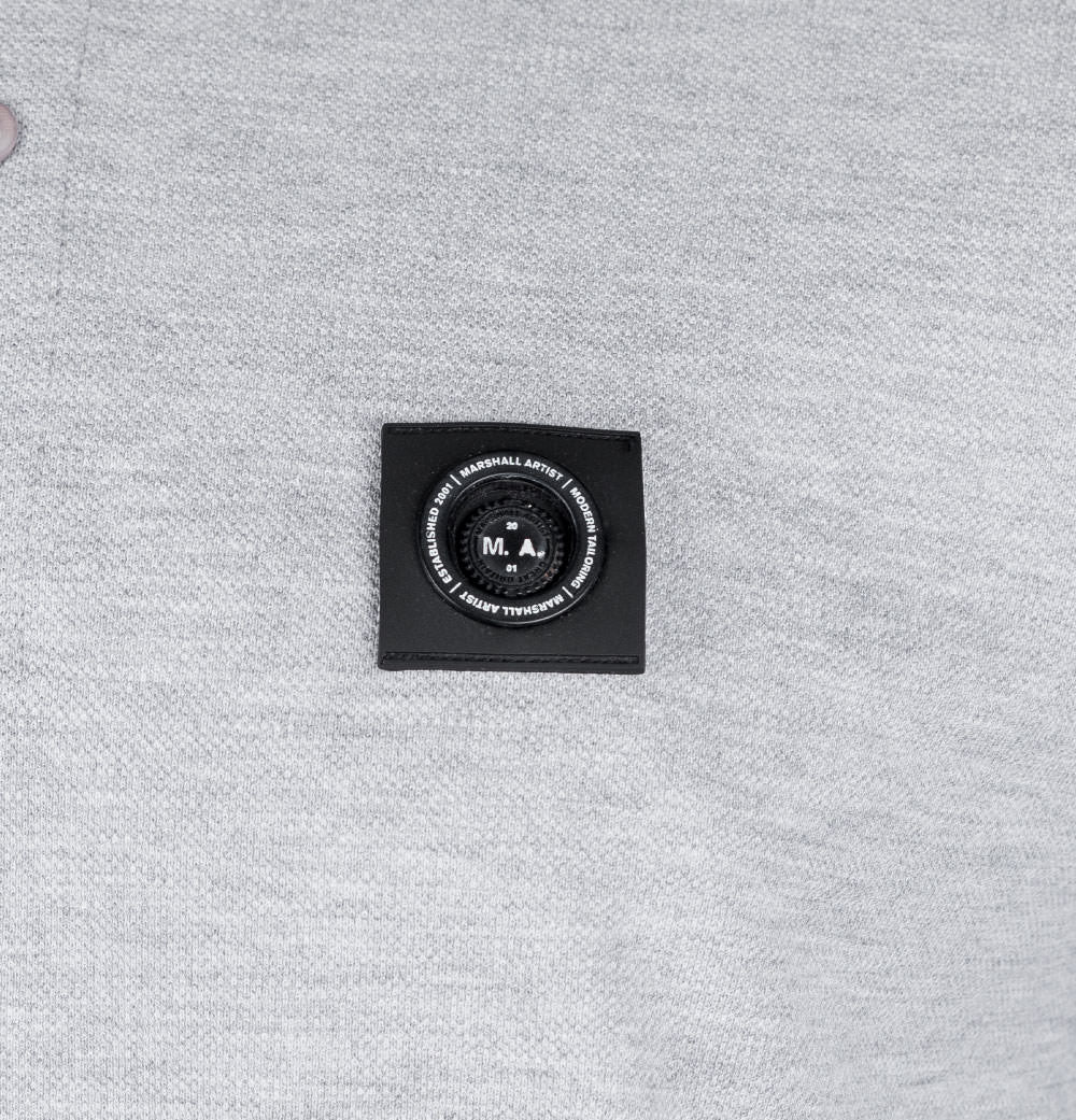 Marshall Artist L/S Siren Polo Shirt Grey Marl - Image 4