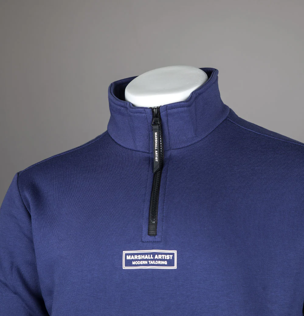 Marshall Artist Siren Box Logo 1/4 Zip Sweatshirt Monarch Blue - Image 3