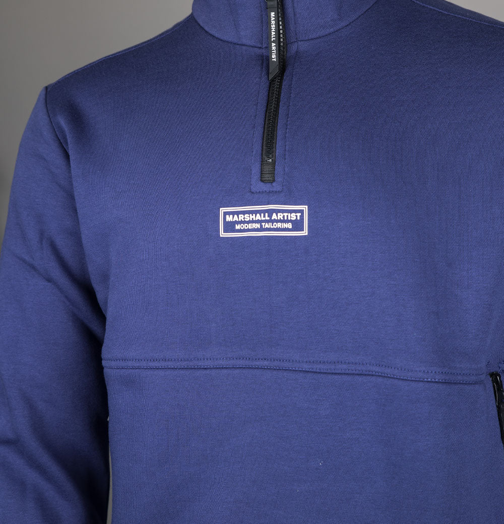 Marshall Artist Siren Box Logo 1/4 Zip Sweatshirt Monarch Blue - Image 4