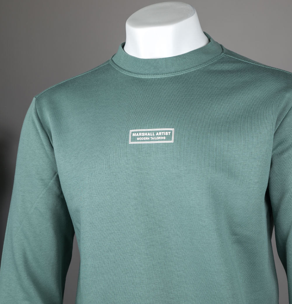 Marshall Artist Siren Box Logo Fleece Back Sweatshirt Atlantic Green - Image 3