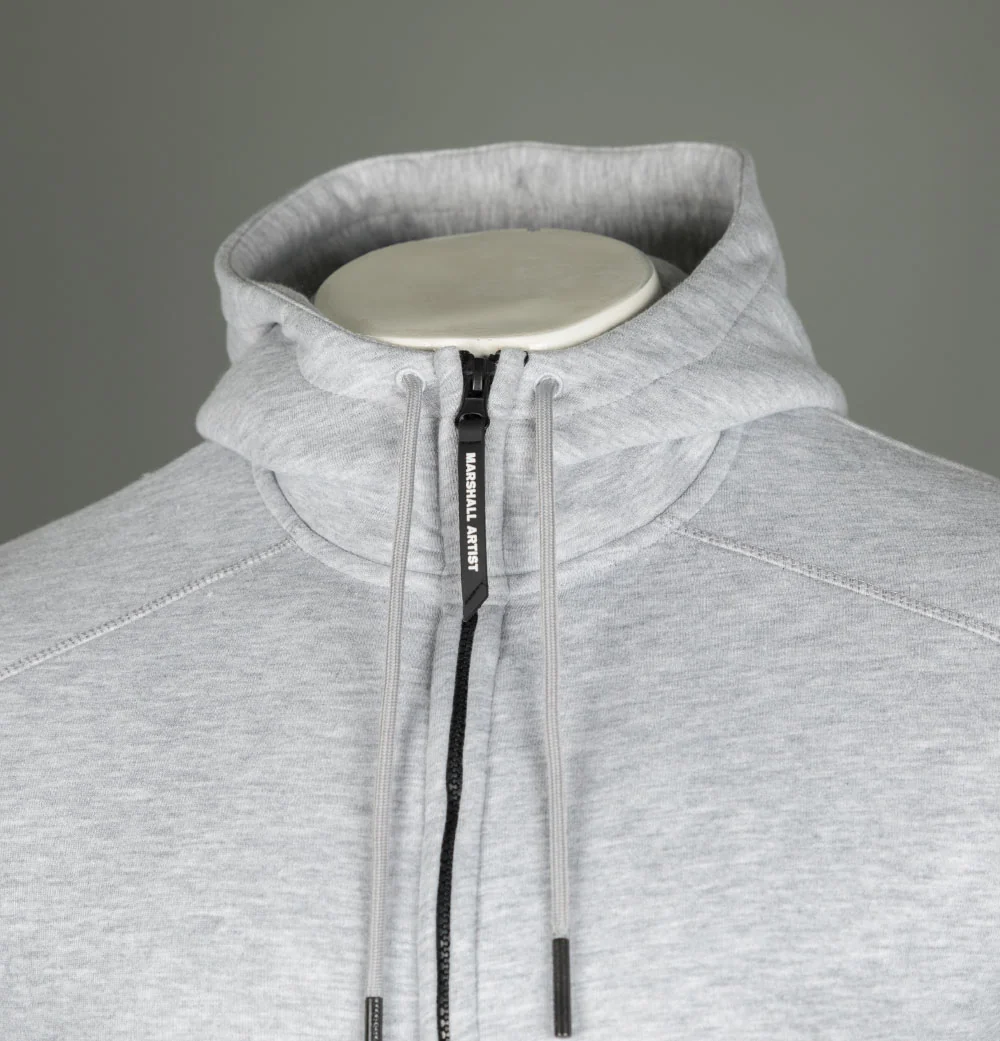 Marshall Artist Siren Full Zip Hooded Sweatshirt Grey Marl - Image 3