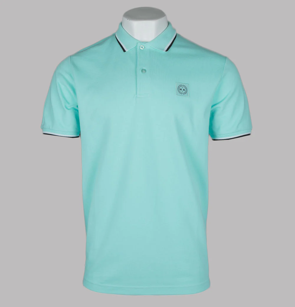 Marshall Artist Tipped Polo Shirt Aqua