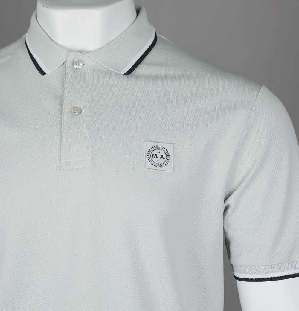 Marshall Artist Tipped Polo Shirt Dove Grey - Image 3