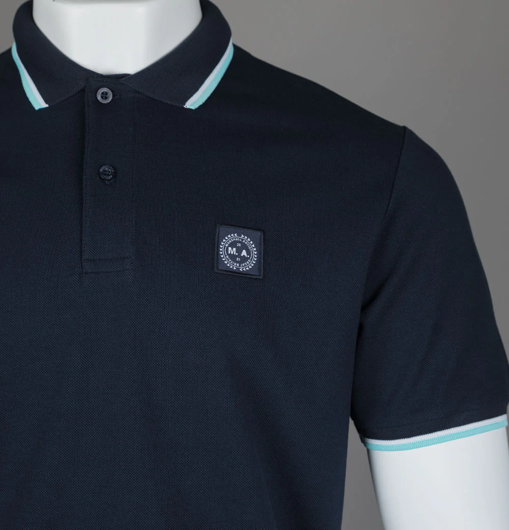 Marshall Artist Tipped Polo Shirt Navy - Image 3
