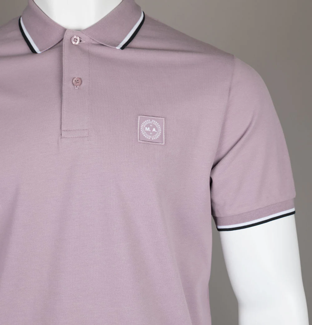 Marshall Artist Tipped Polo Shirt Rose - Image 3